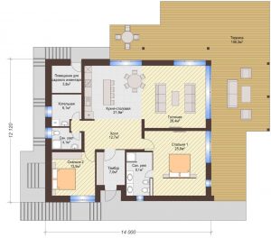 Проект дома КД - 219_Планировка 1 этаж (одноэтажный дом)